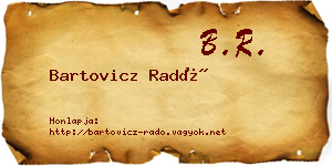 Bartovicz Radó névjegykártya